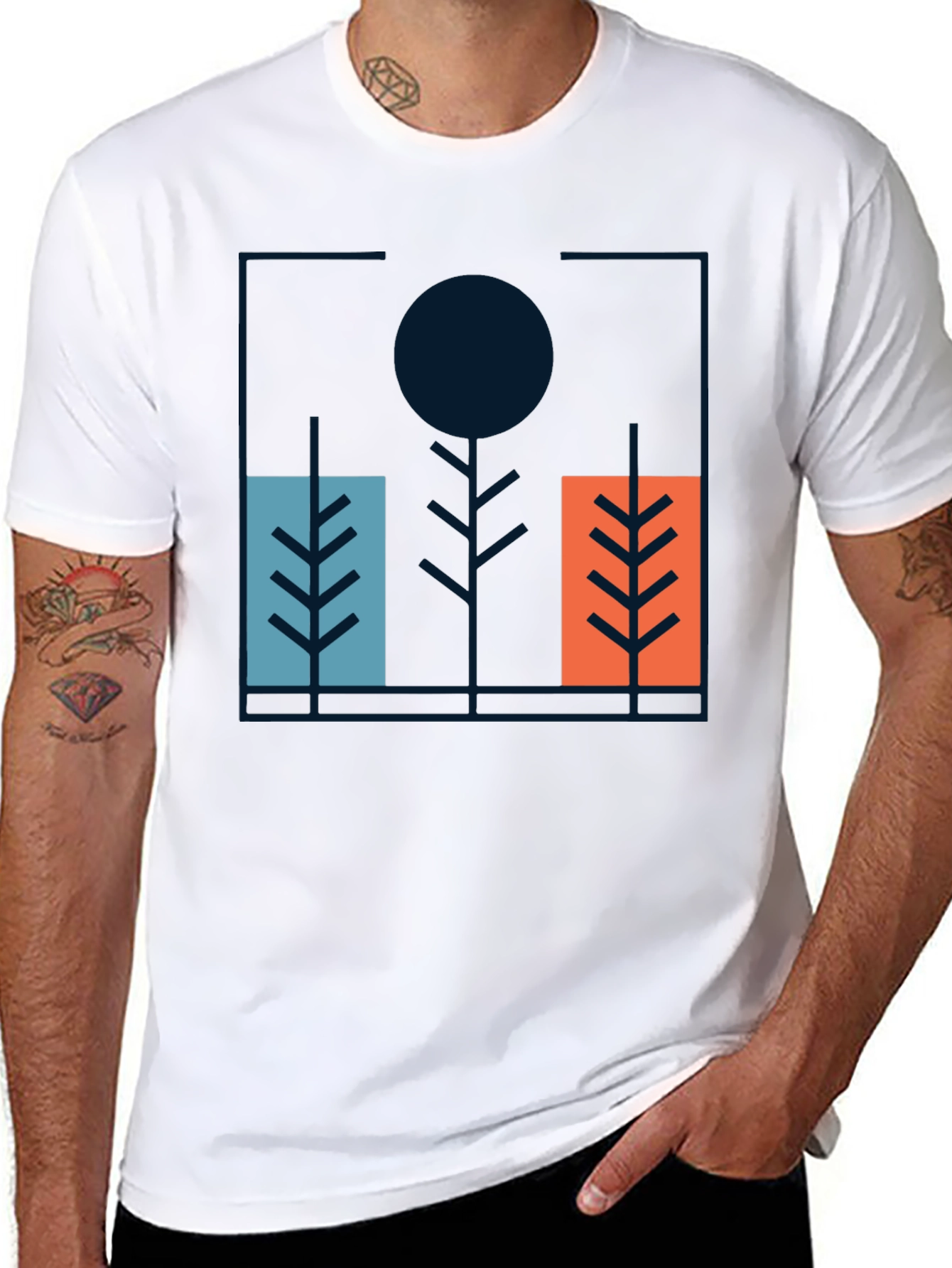 Camiseta Negra con Diseño Abstracto Moderno