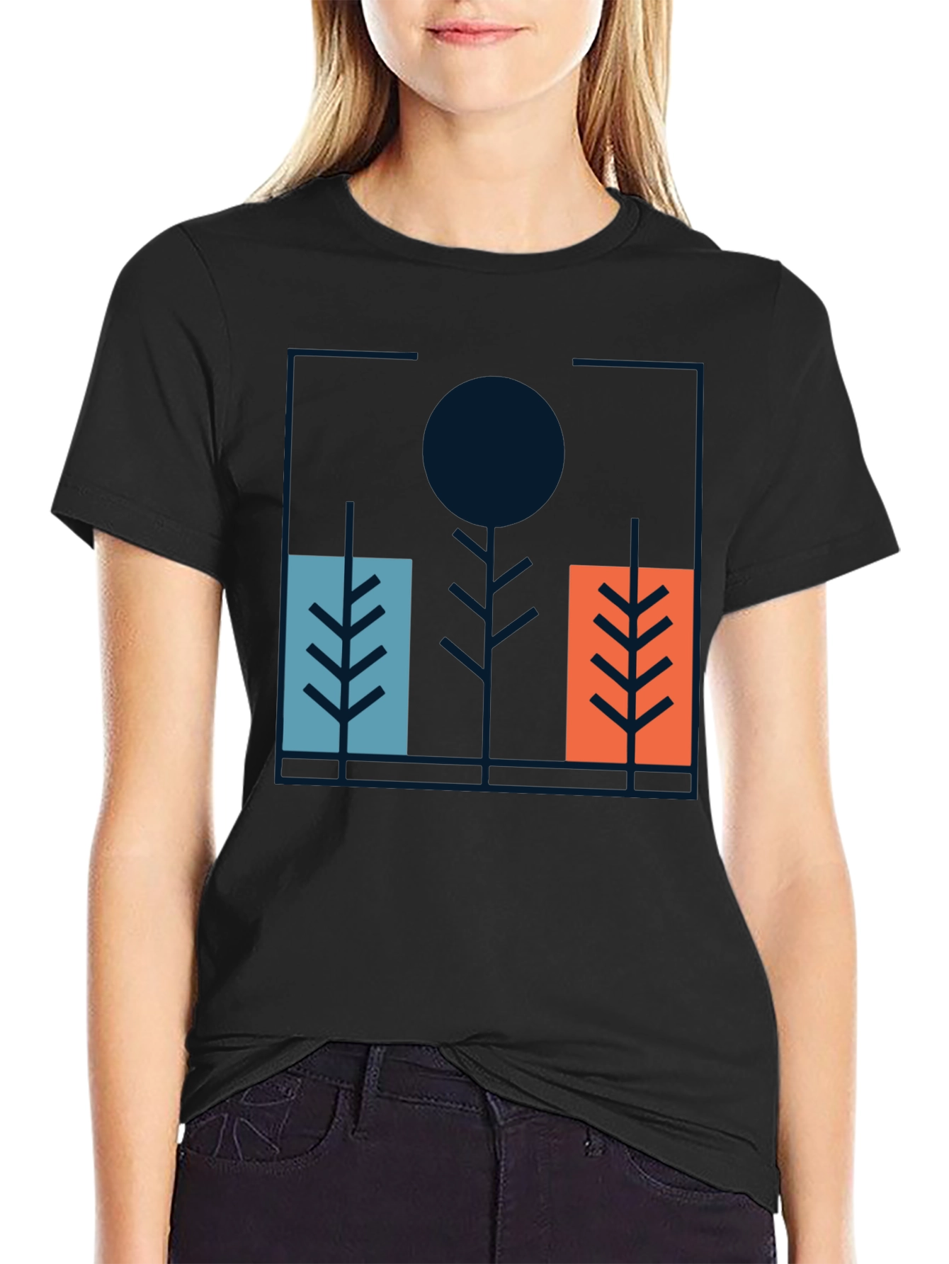 Camiseta Negra con Diseño Abstracto Moderno