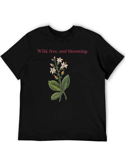 Camiseta Negra: Flores Silvestres y Libertad