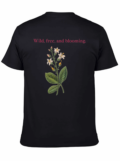Camiseta Negra: Flores Silvestres y Libertad