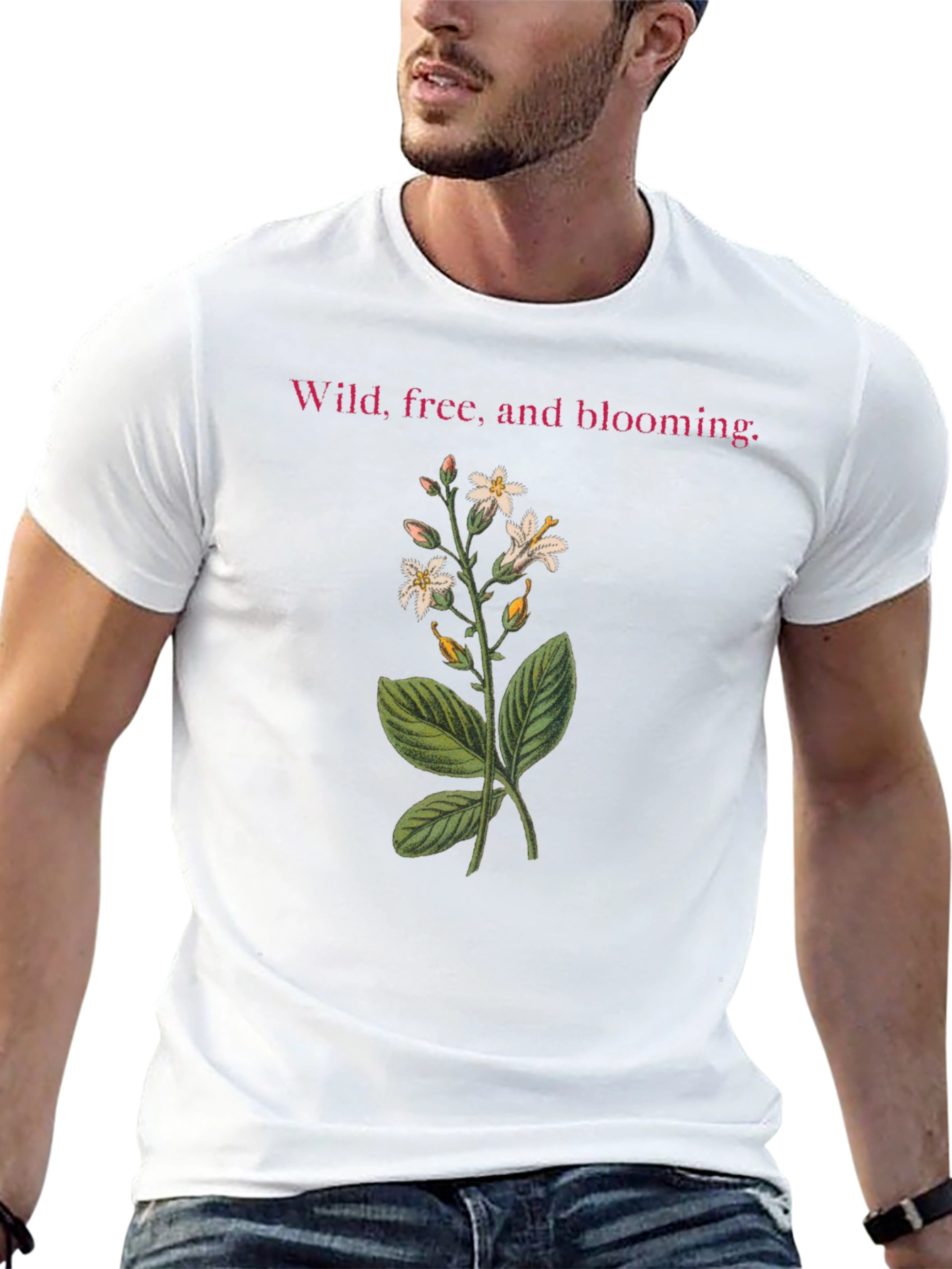 Camiseta Negra: Flores Silvestres y Libertad