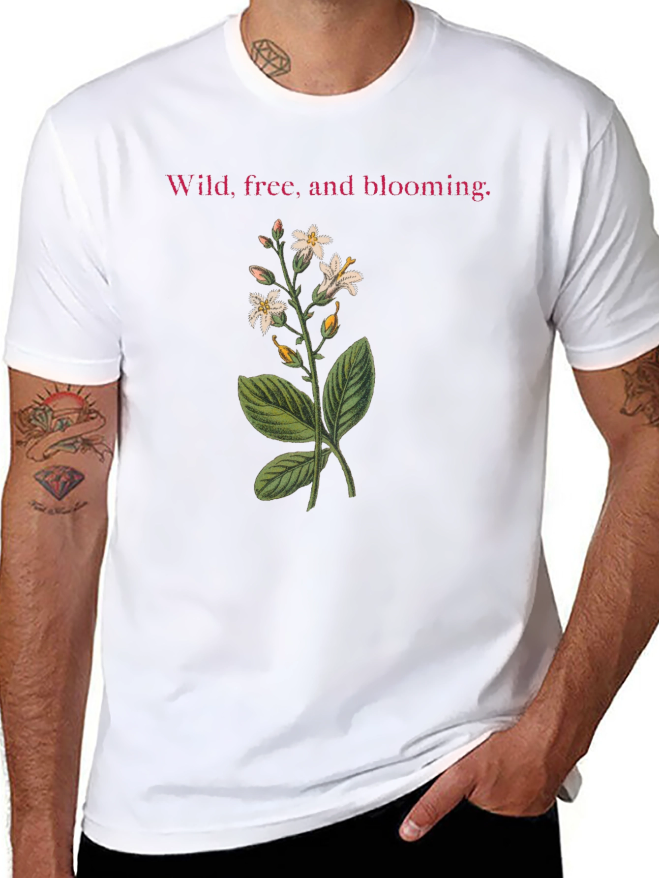 Camiseta Negra: Flores Silvestres y Libertad