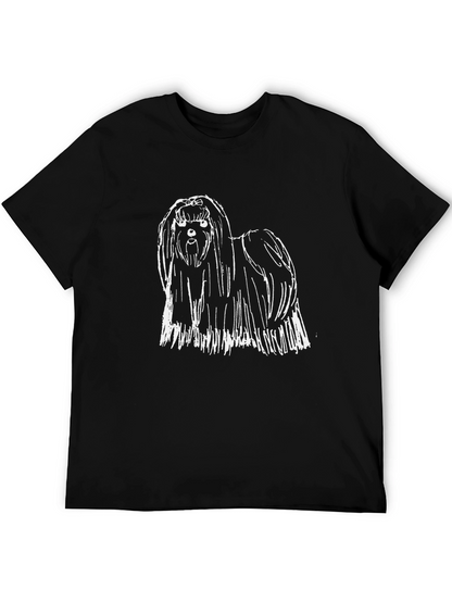Camiseta Negra con Diseño de Perro Shih Tzu