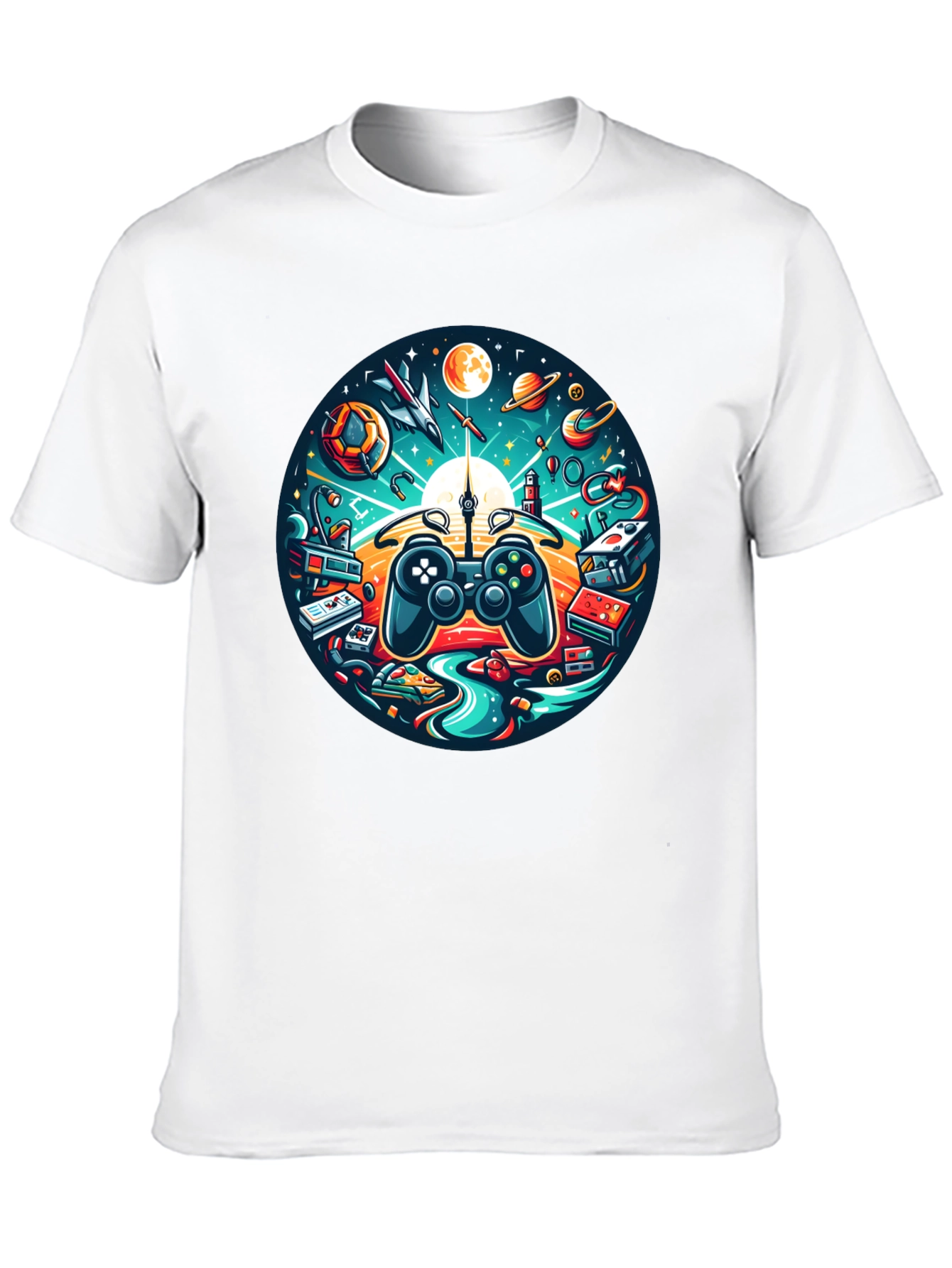 Camiseta Negra Gaming Universo Divertido