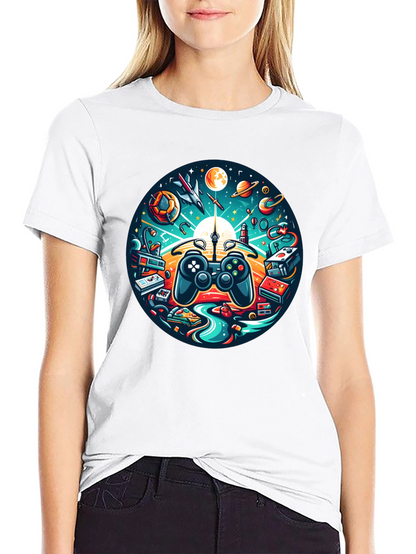 Camiseta Negra Gaming Universo Divertido