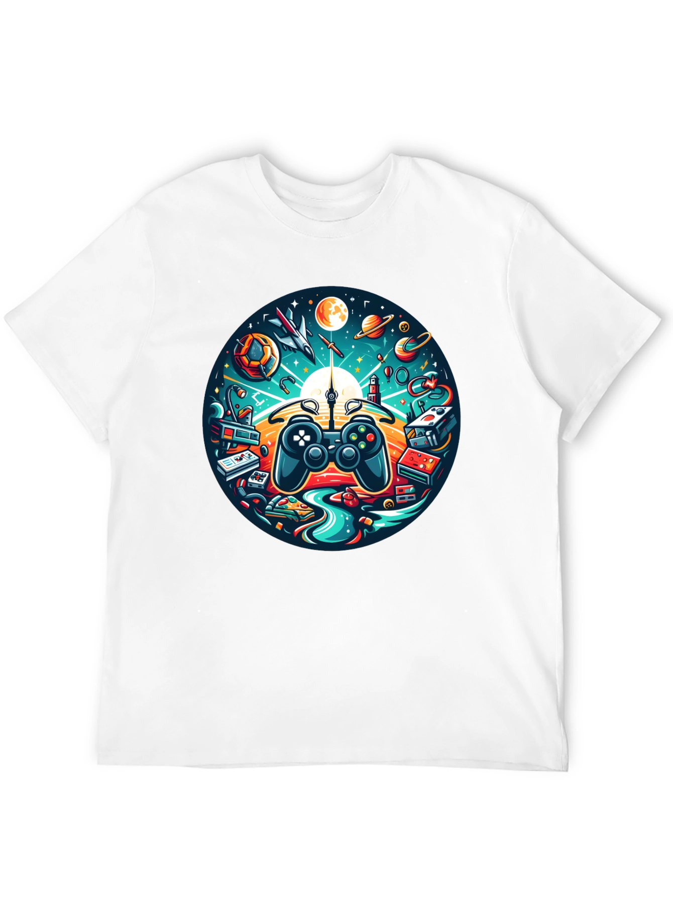Camiseta Negra Gaming Universo Divertido
