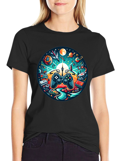 Camiseta Negra Gaming Universo Divertido