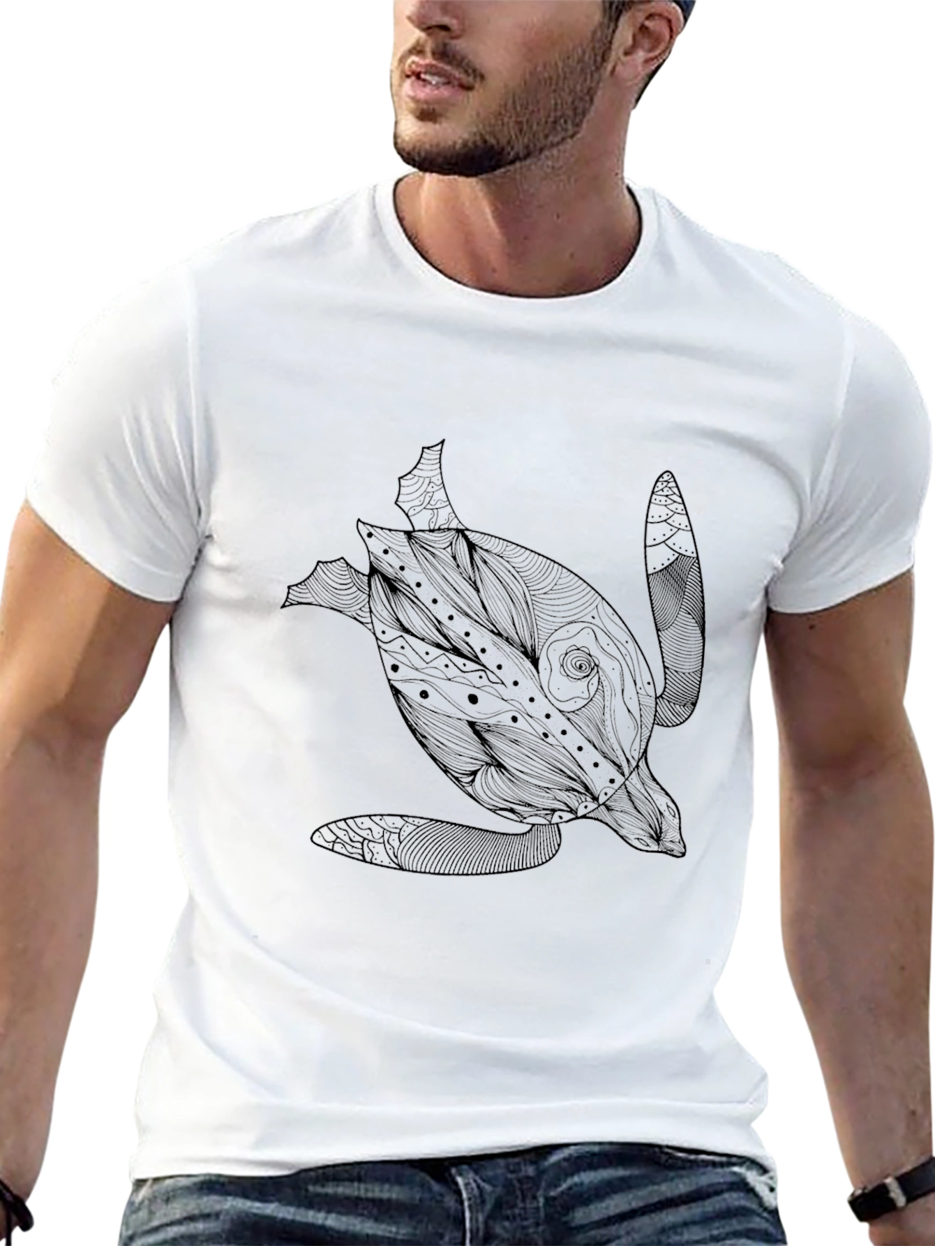 Camiseta Negra con Diseño de Tortuga Marina