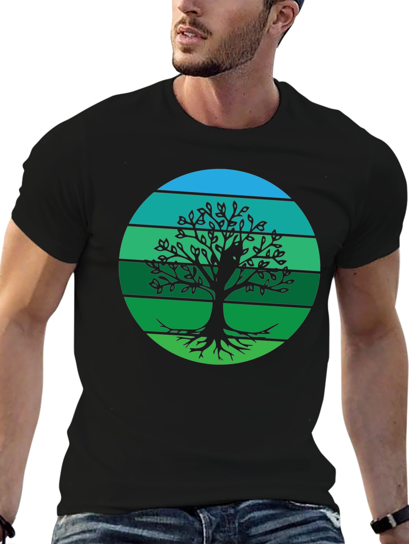 Camiseta Negra Árbol de la Vida Retro