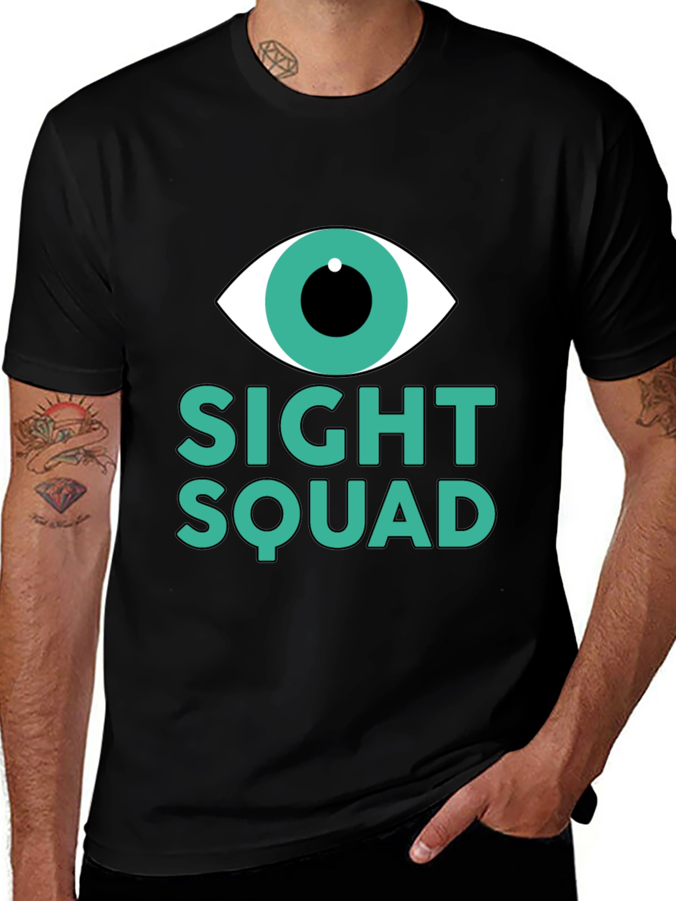Camiseta Negra Sight Squad Ojo Gráfico Unisex