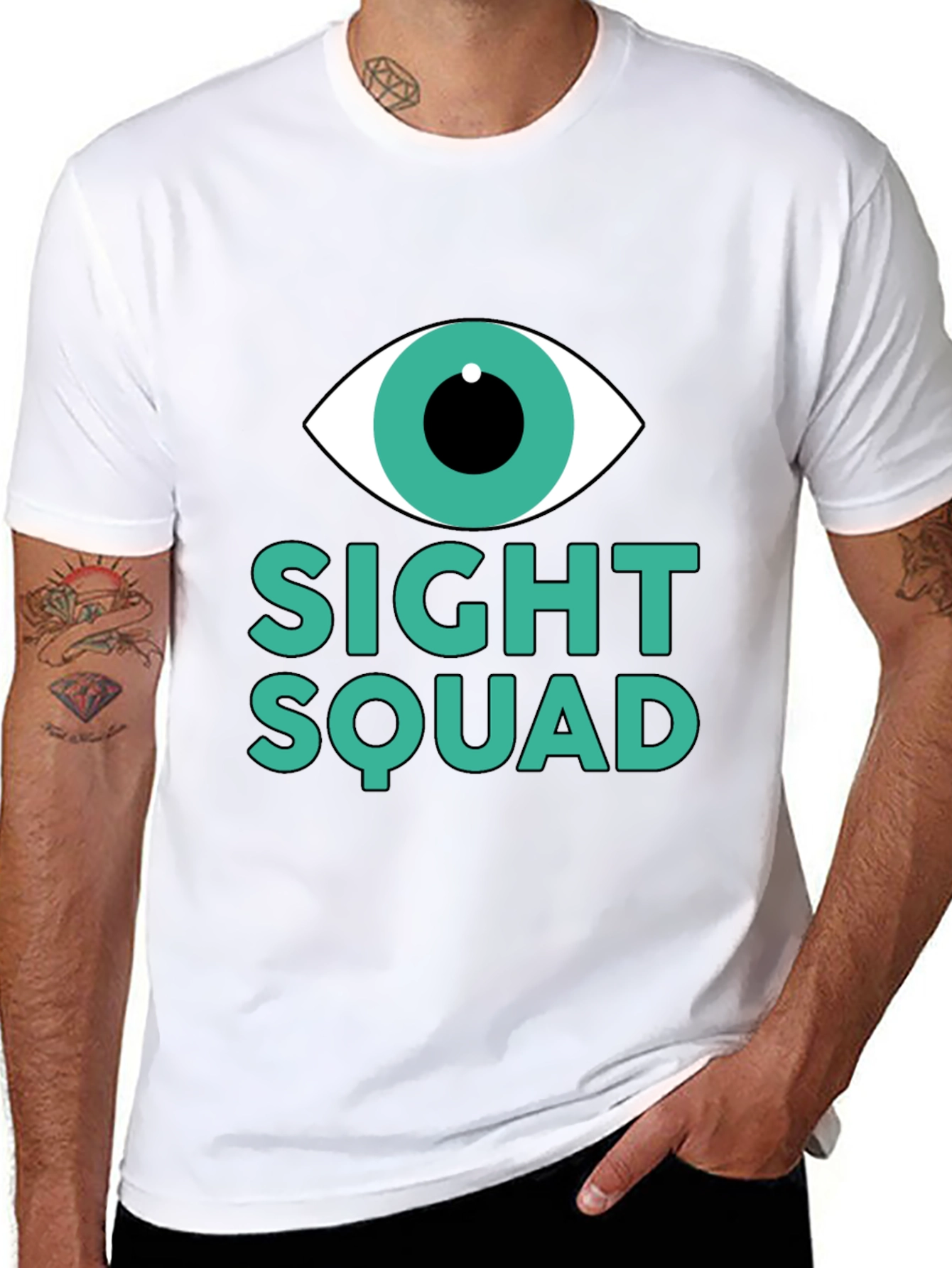 Camiseta Negra Sight Squad Ojo Gráfico Unisex