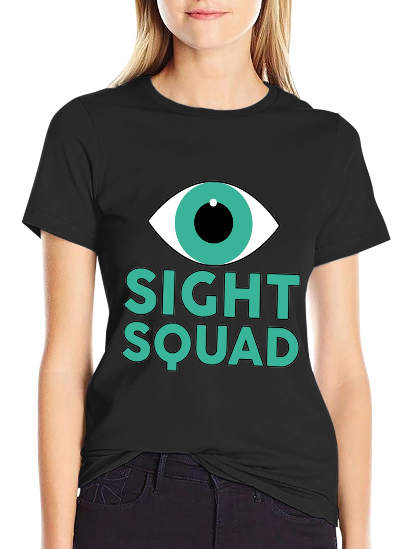 Camiseta Negra Sight Squad Ojo Gráfico Unisex