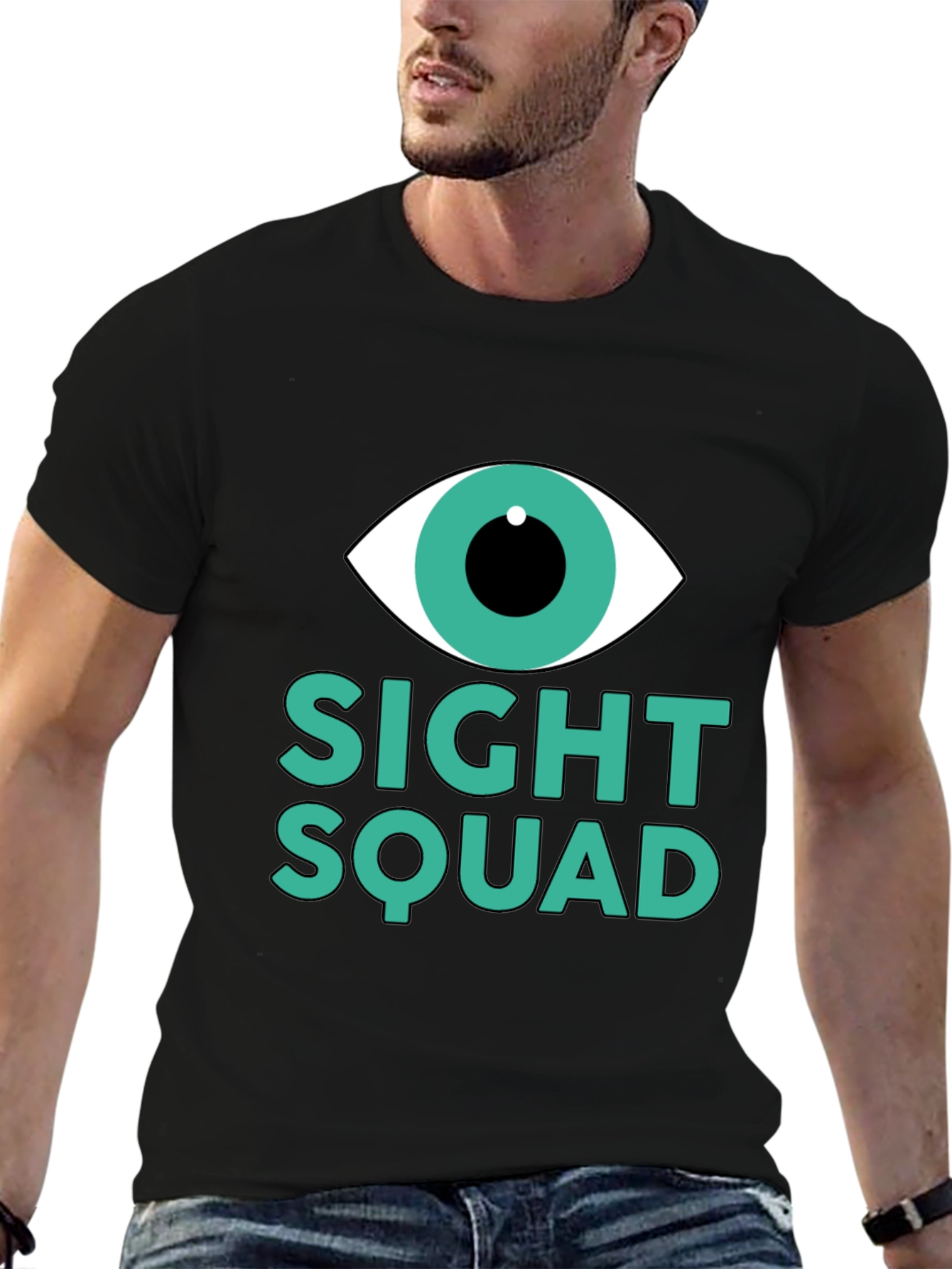 Camiseta Negra Sight Squad Ojo Gráfico Unisex