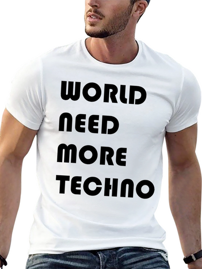 Camiseta Negra: World Need More Techno