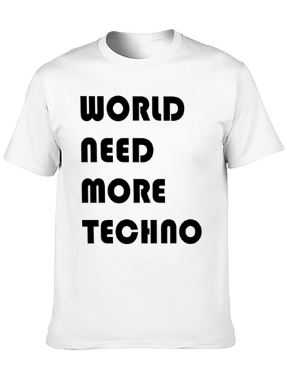 Camiseta Negra: World Need More Techno