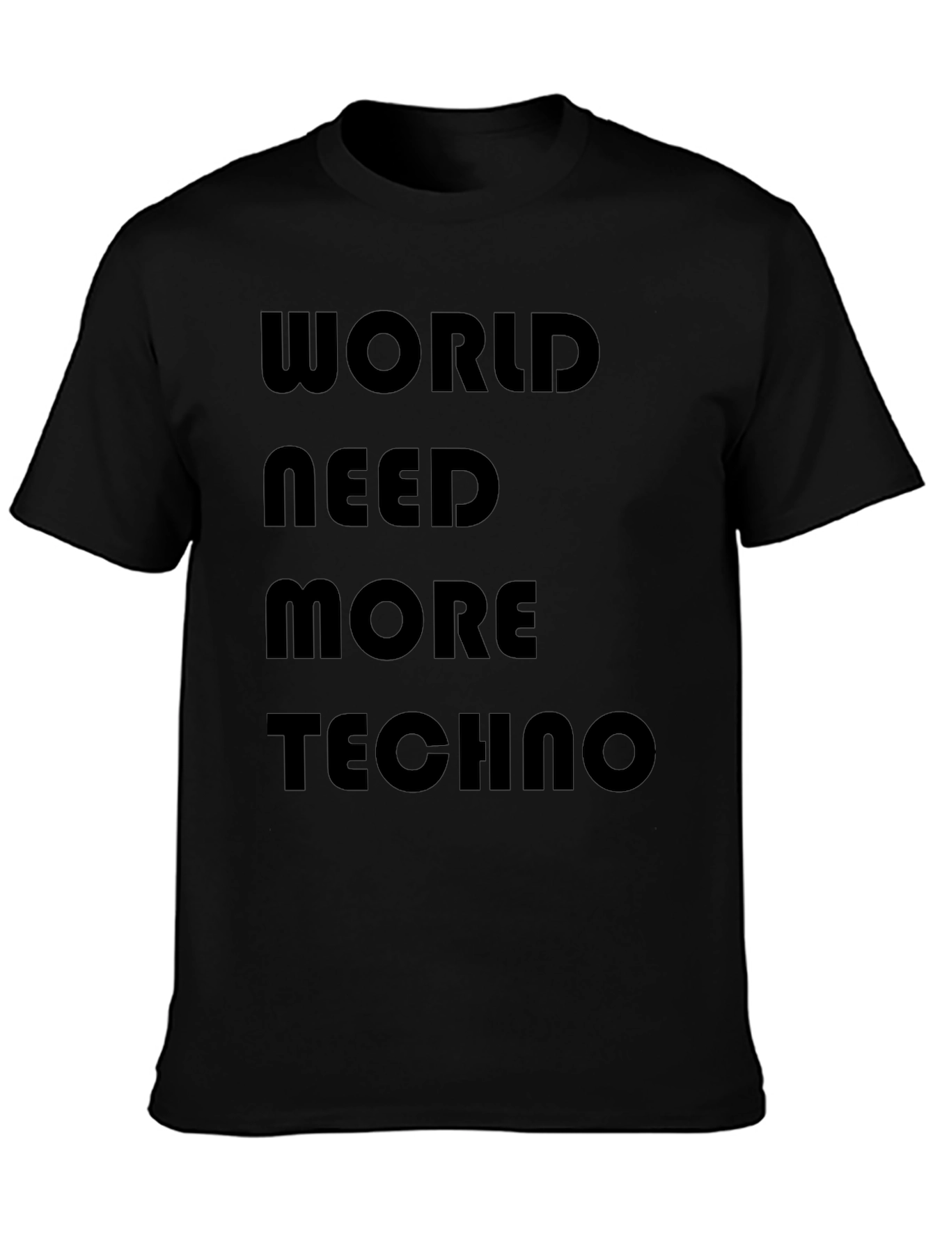 Camiseta Negra: World Need More Techno