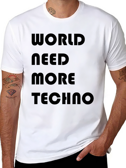 Camiseta Negra: World Need More Techno