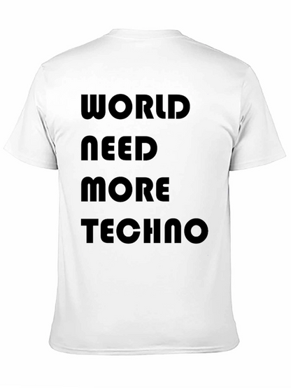 Camiseta Negra: World Need More Techno