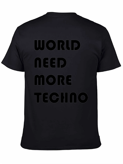 Camiseta Negra: World Need More Techno