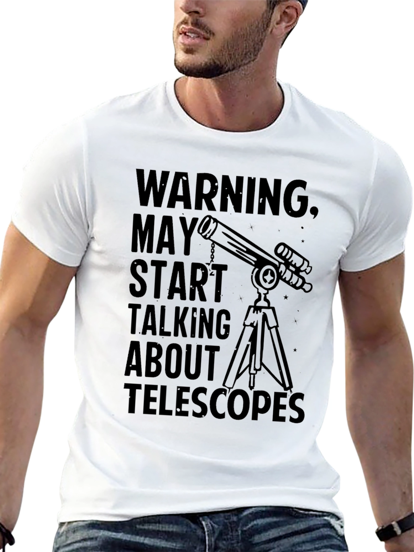 Camiseta Negra con Diseño de Telescopio