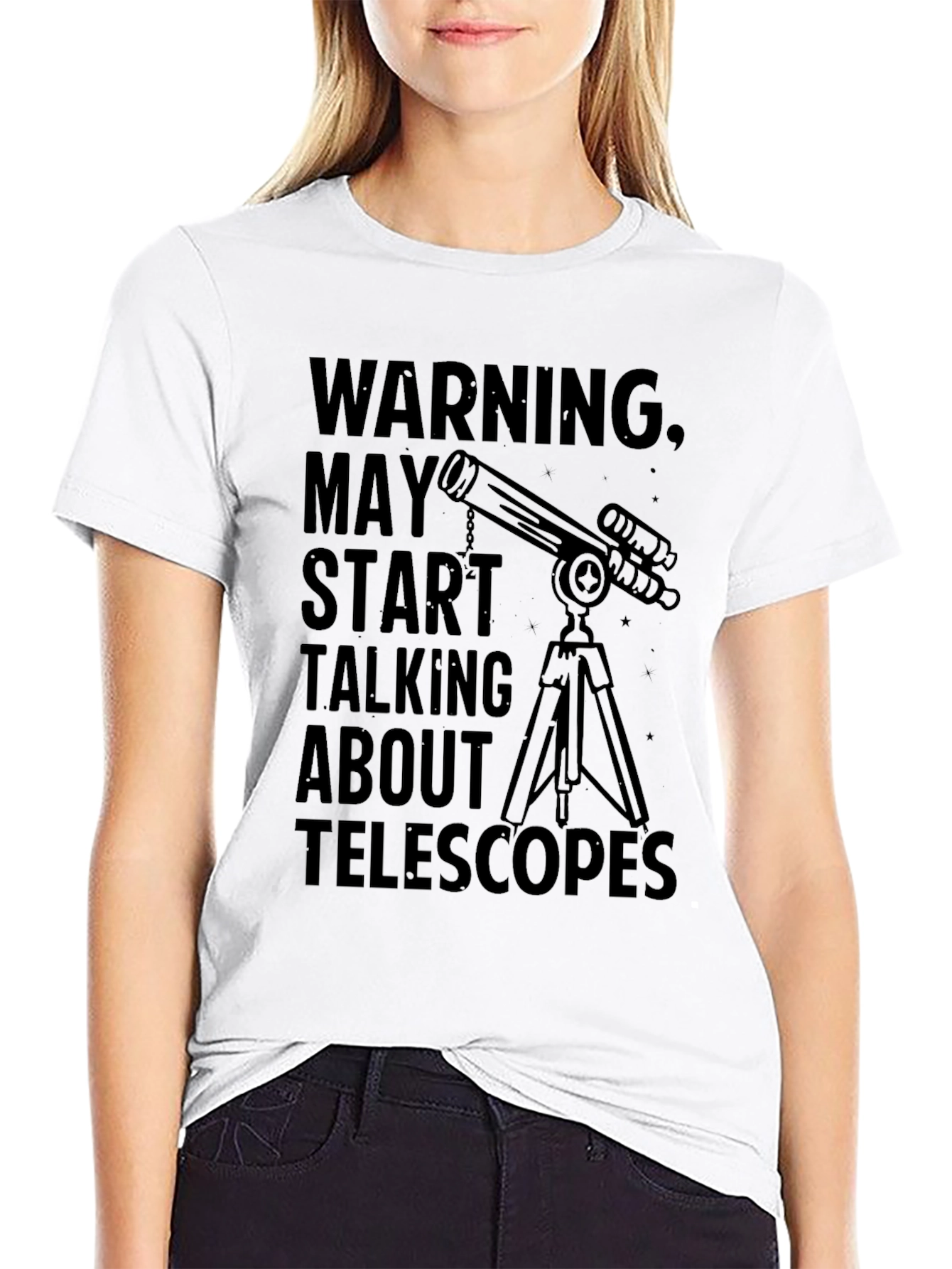 Camiseta Negra con Diseño de Telescopio