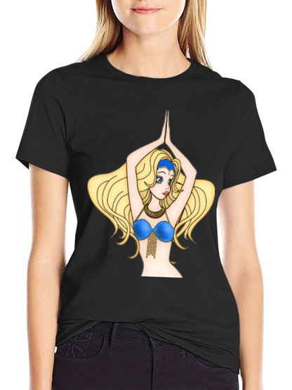 Camiseta Negra con Diseño de Bailarina Animada