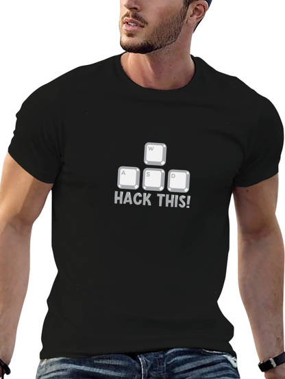 Camiseta Negra: Hack This! Teclas WASD para Programadores