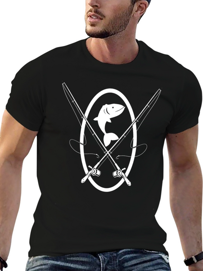 Camiseta Negra con Diseño de Pesca
