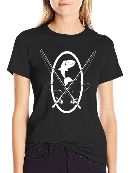 Camiseta Negra con Diseño de Pesca