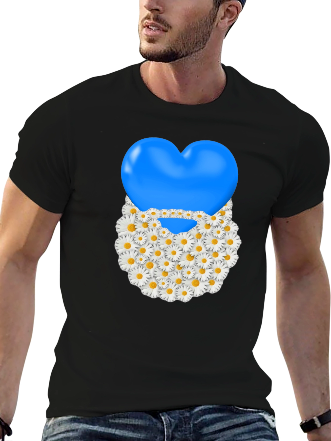 Camiseta Negra con Corazón Floral