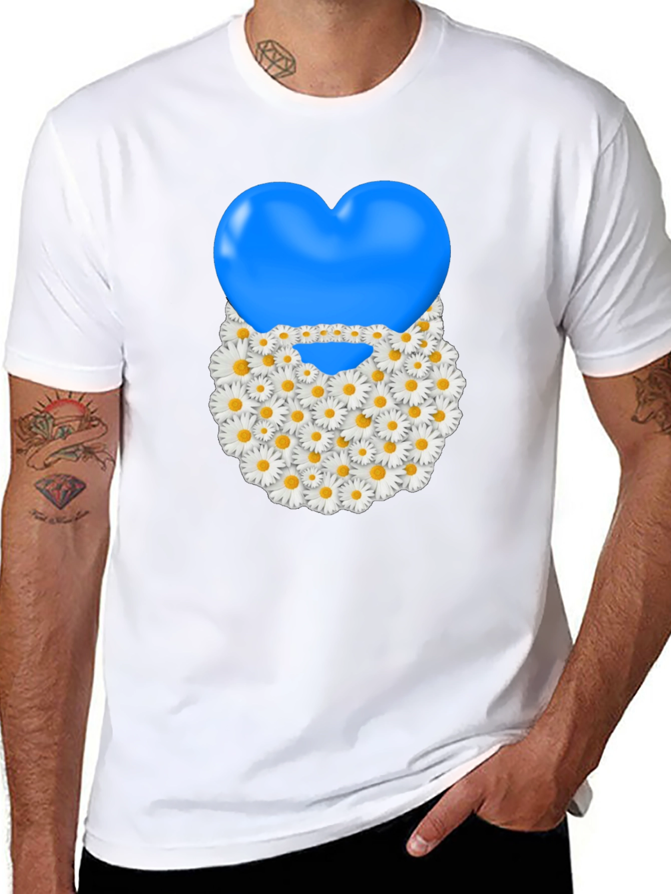 Camiseta Negra con Corazón Floral