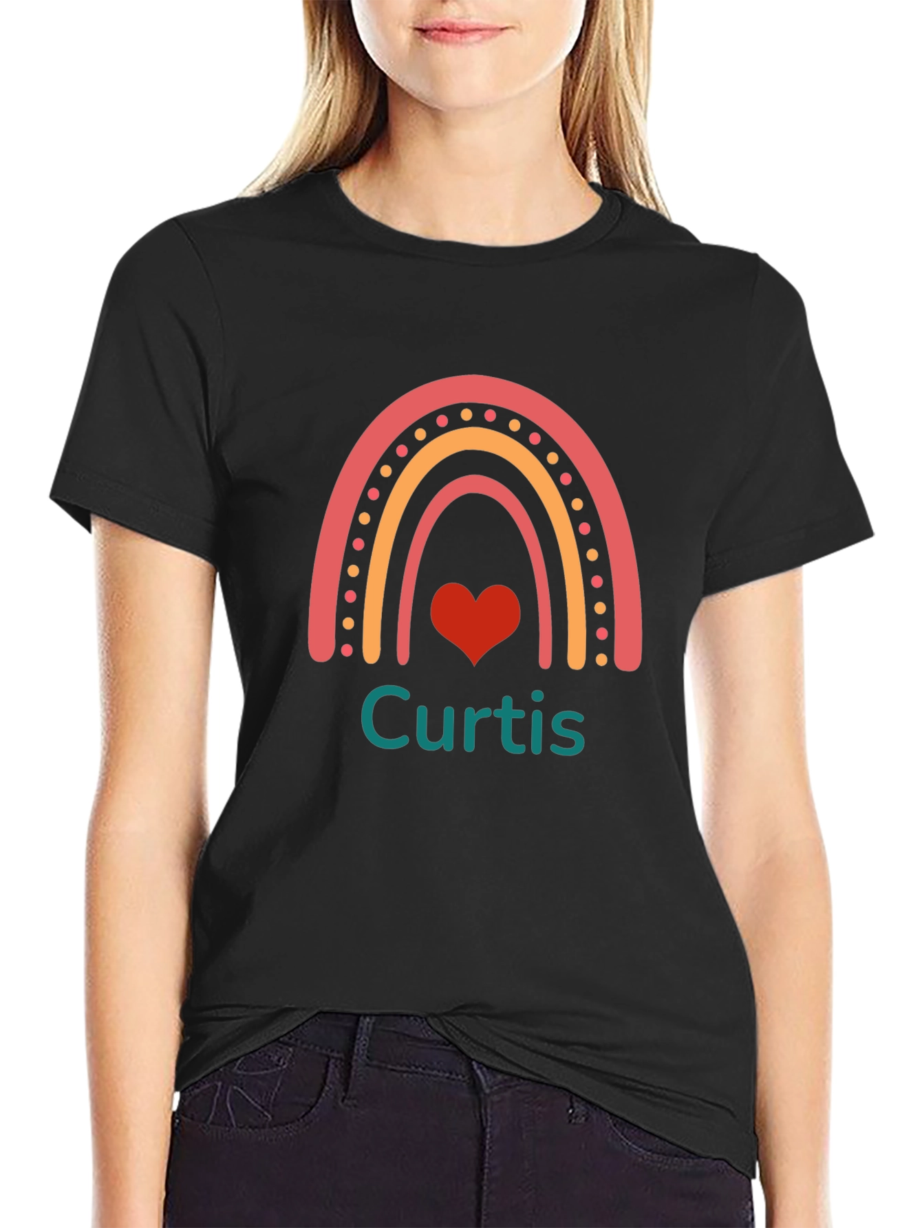 Camiseta Negra Personalizada Curtis con Arco Iris