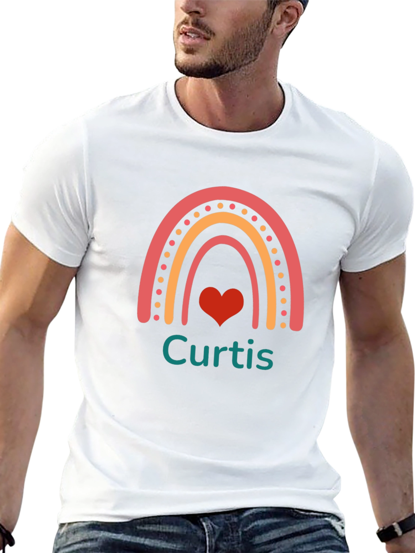 Camiseta Negra Personalizada Curtis con Arco Iris