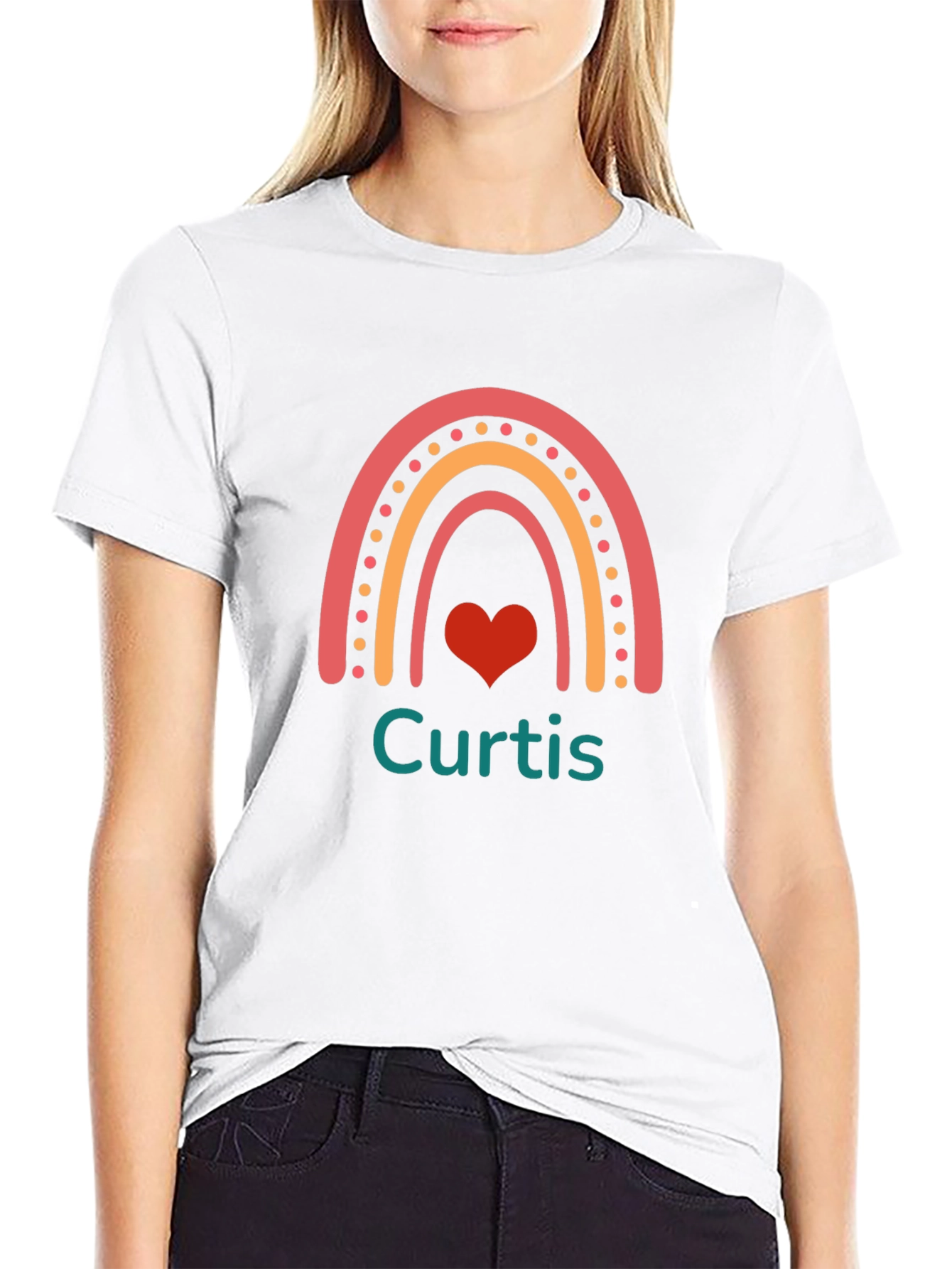 Camiseta Negra Personalizada Curtis con Arco Iris
