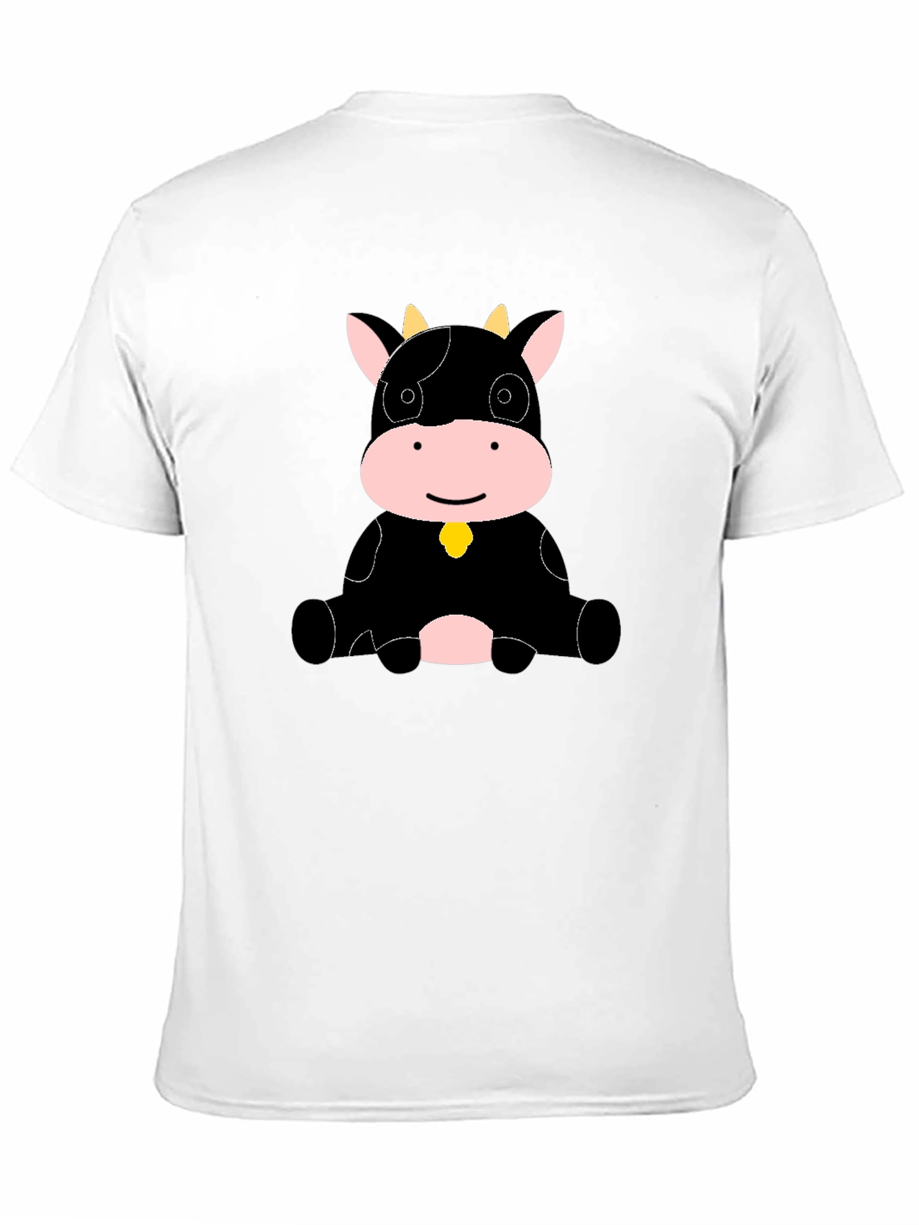 Camiseta Negra con Diseño de Vaca Adorable