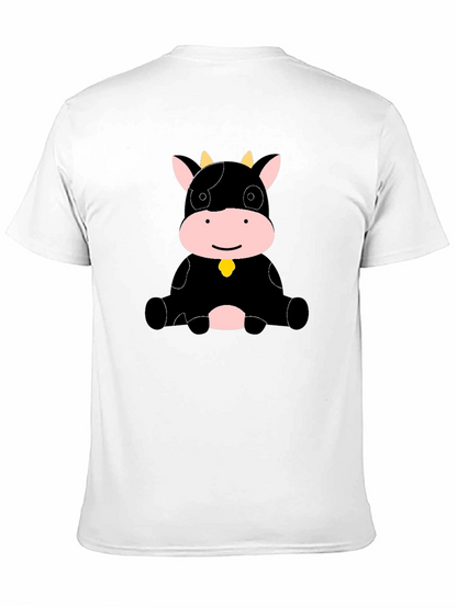 Camiseta Negra con Diseño de Vaca Adorable