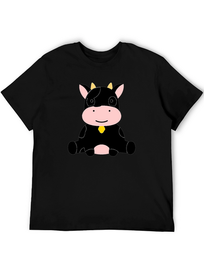 Camiseta Negra con Diseño de Vaca Adorable