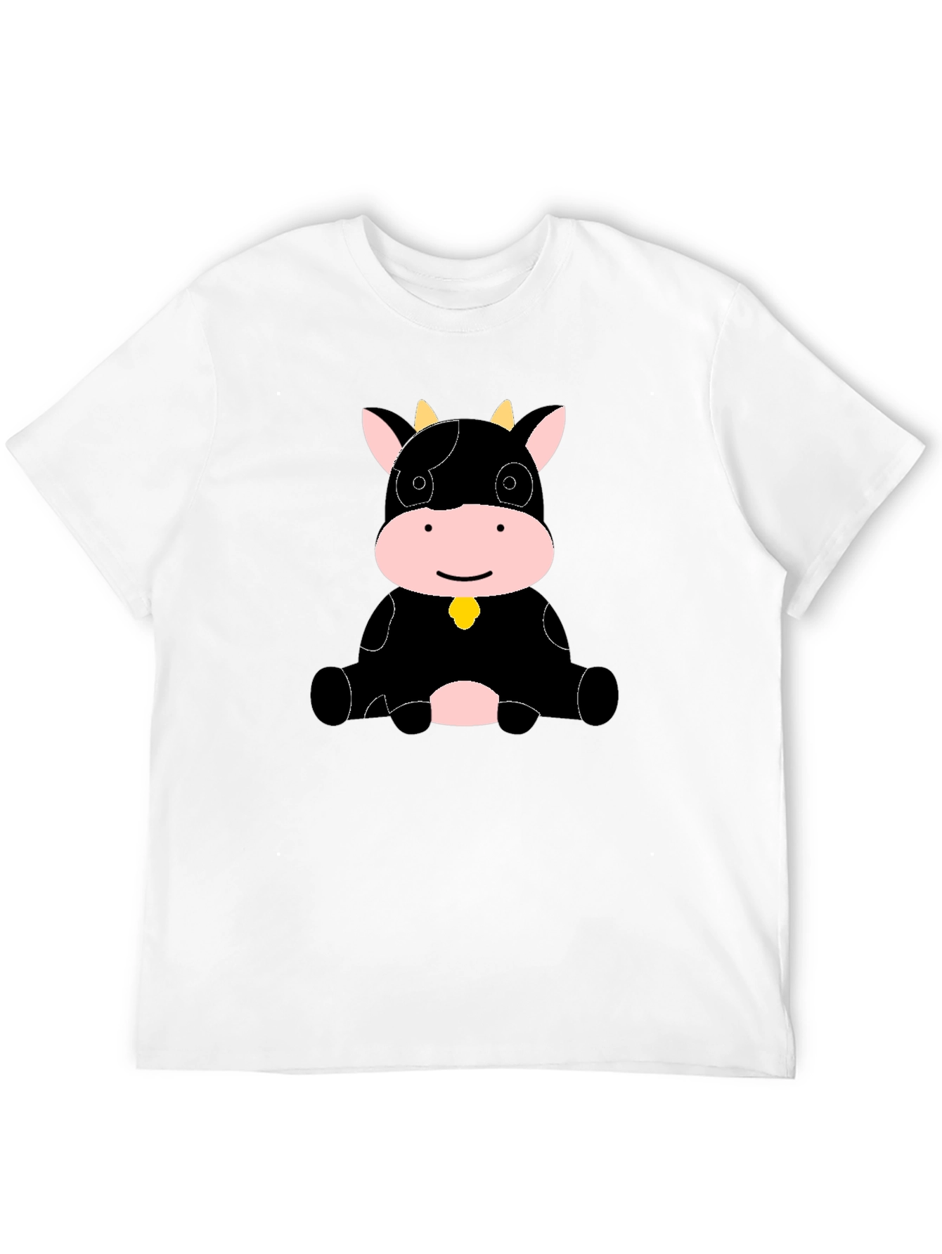 Camiseta Negra con Diseño de Vaca Adorable