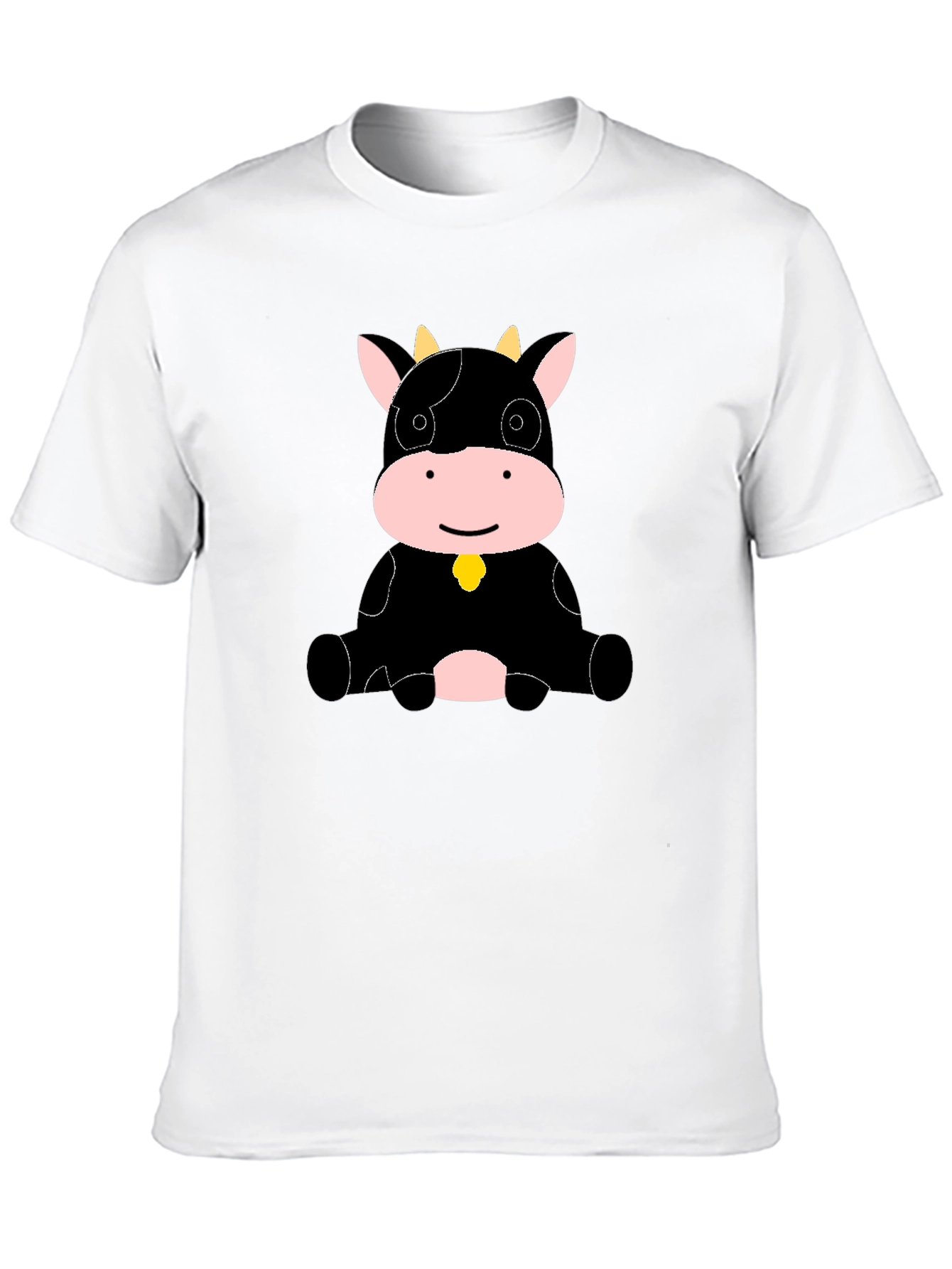 Camiseta Negra con Diseño de Vaca Adorable