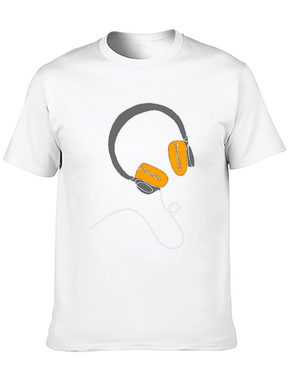 Camiseta Negra con Diseño de Auriculares Lineales