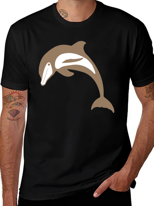 Camiseta Negra con Delfín Marrón