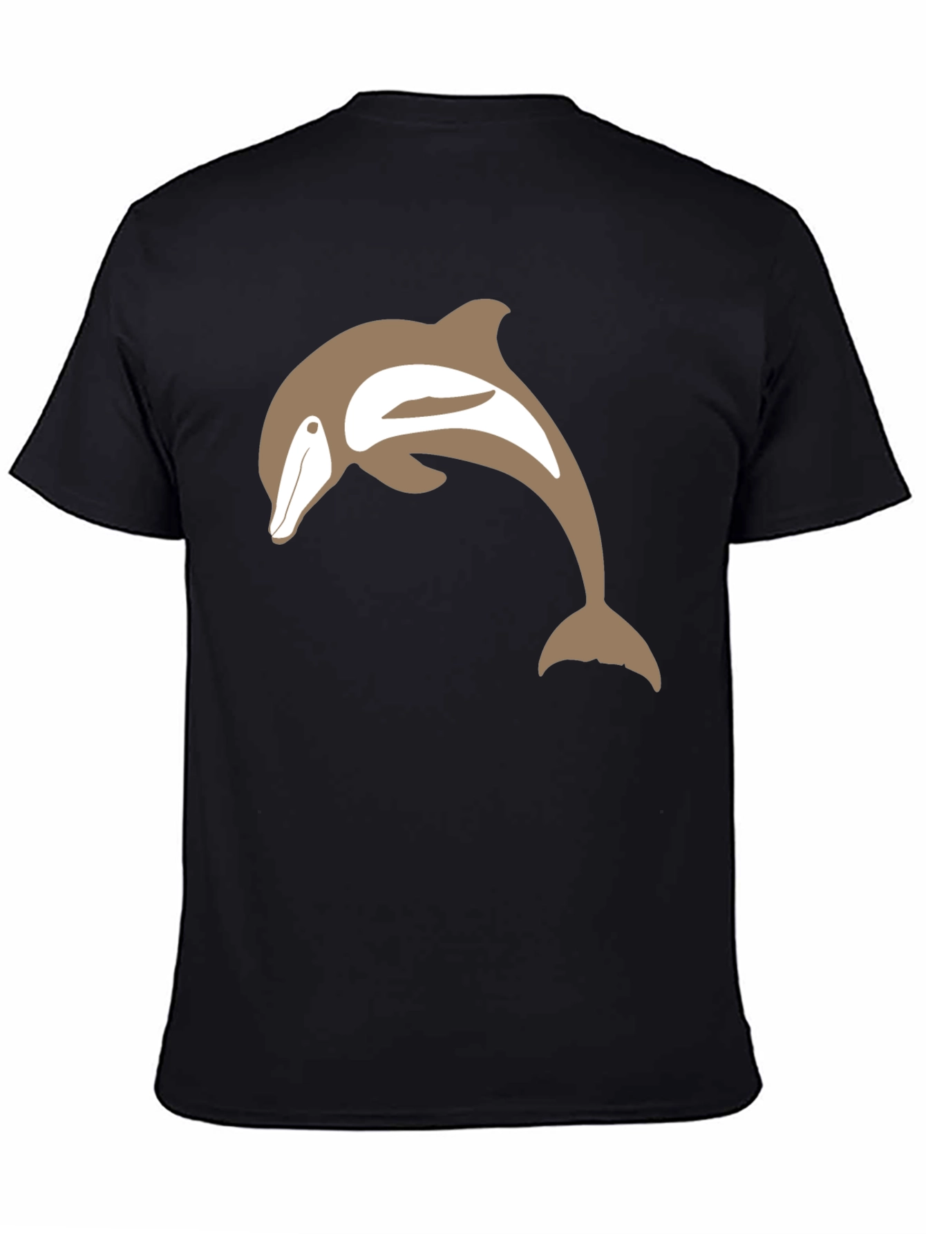 Camiseta Negra con Delfín Marrón