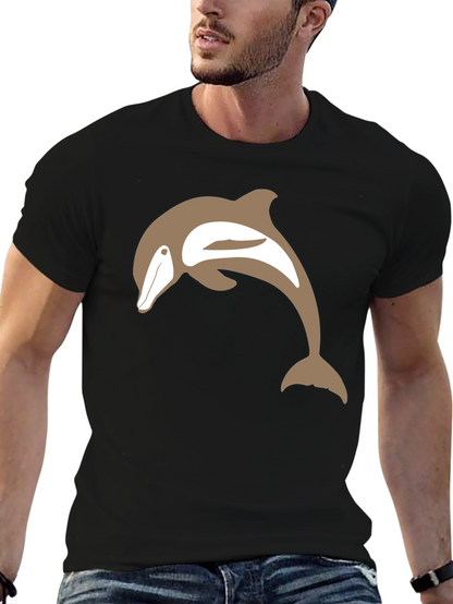 Camiseta Negra con Delfín Marrón