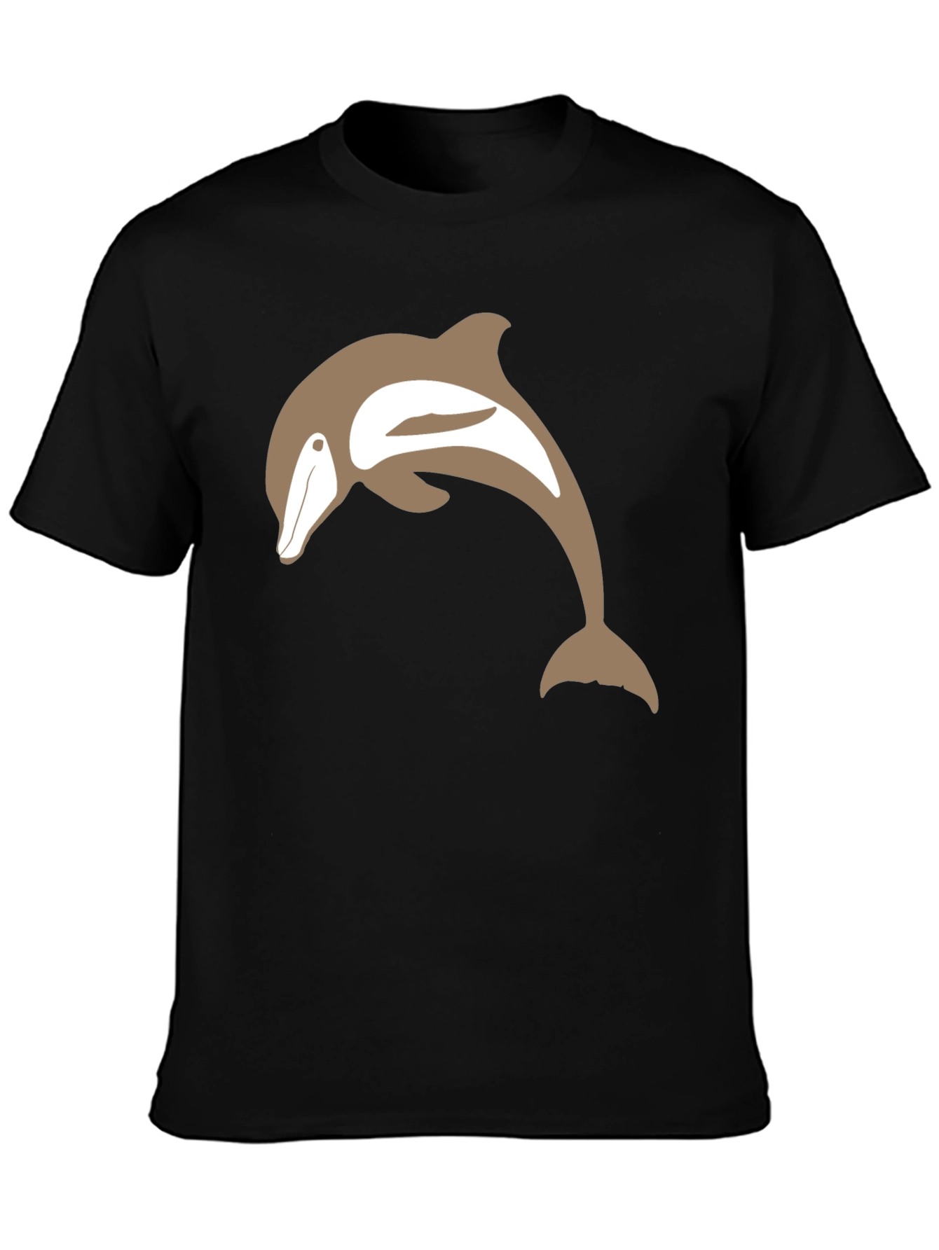 Camiseta Negra con Delfín Marrón