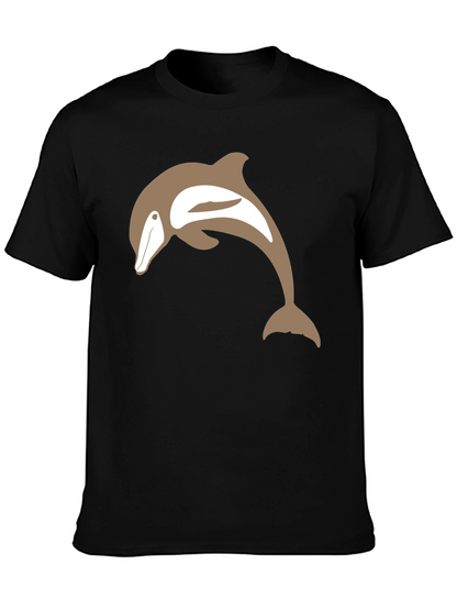 Camiseta Negra con Delfín Marrón