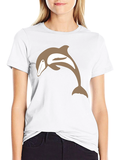 Camiseta Negra con Delfín Marrón