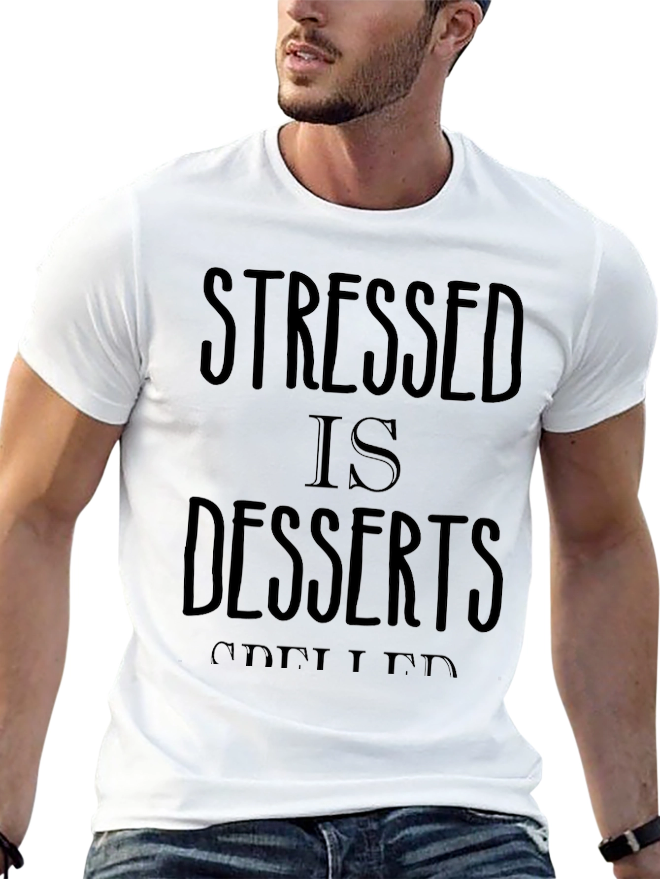 Camiseta Hombre Negra Stressed is Desserts