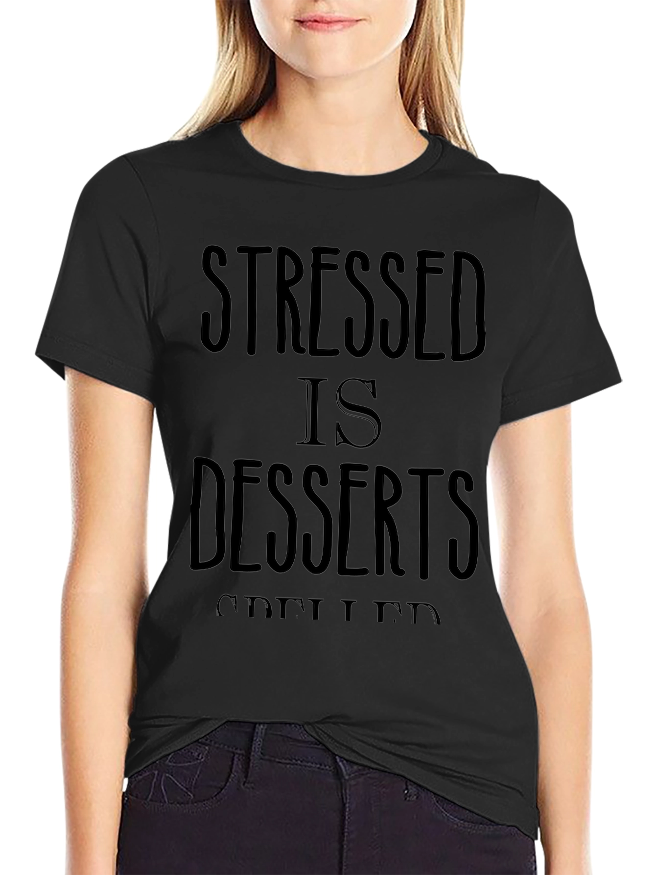 Camiseta Hombre Negra Stressed is Desserts