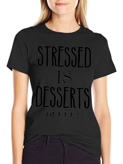 Camiseta Hombre Negra Stressed is Desserts