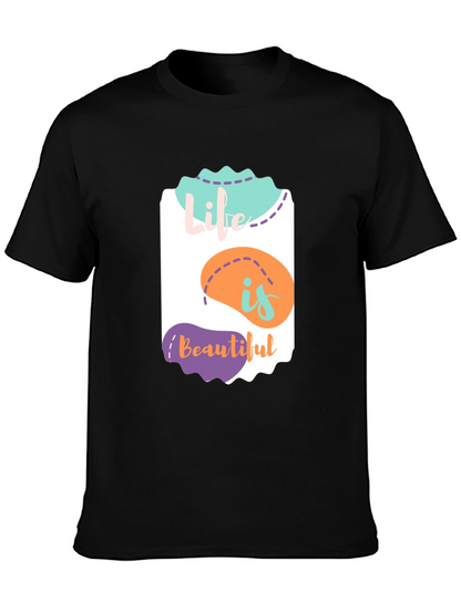 Camiseta Negra La Vida es Bella - Diseño Único